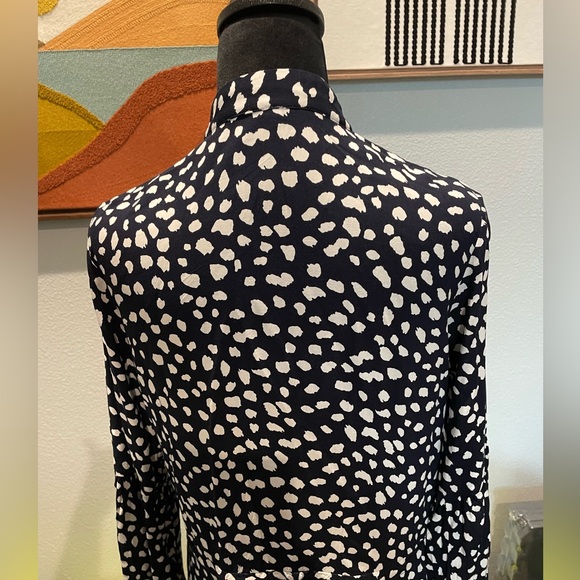 Women's | Midi Dress | Polka Dot | Small | Vintage Feel | Tie Waist | Black/Navy - Picture 9 of 16